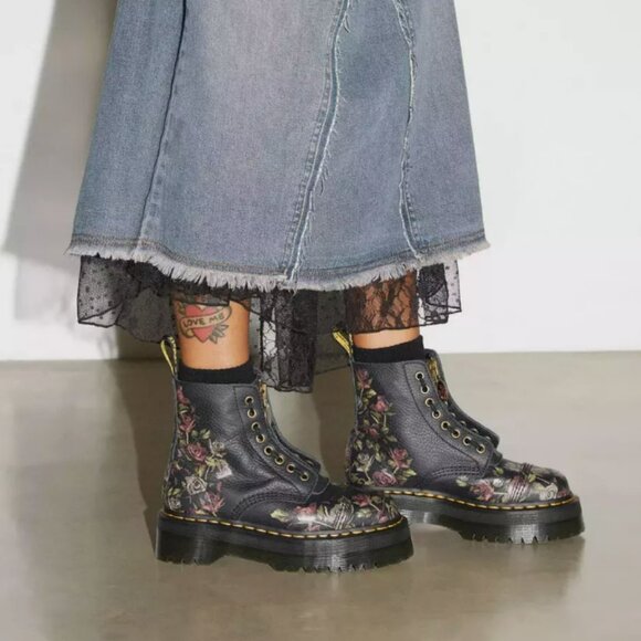 DR. MARTENS SINCLAIR DECAYED ROSES LEATHER PLATFORM BOOTS MSRP$280 Most Beloved - Picture 5 of 16